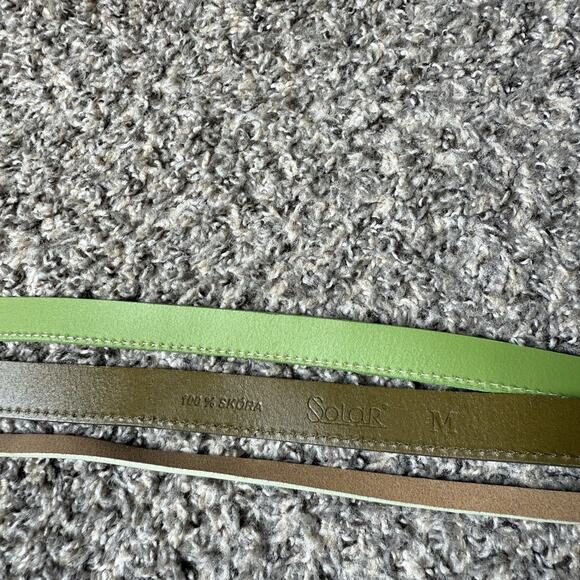 Solar Green Multi Strap Wide Waist Belt Sz M Artsy Bold Statement Leather New main image 5